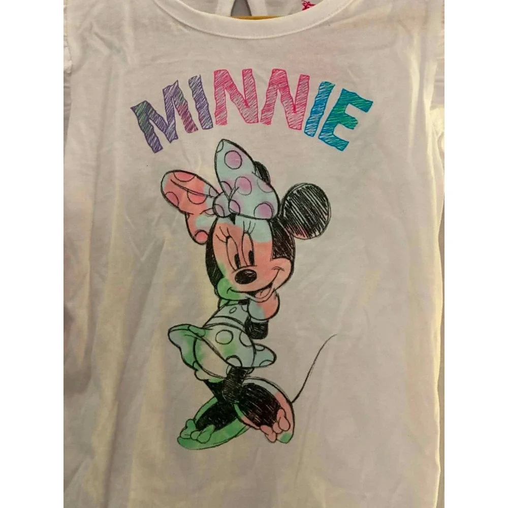Disney Minnie Mouse 3pc Outfit Set Girls Size 5 Pink Green Tie Dye Excellent